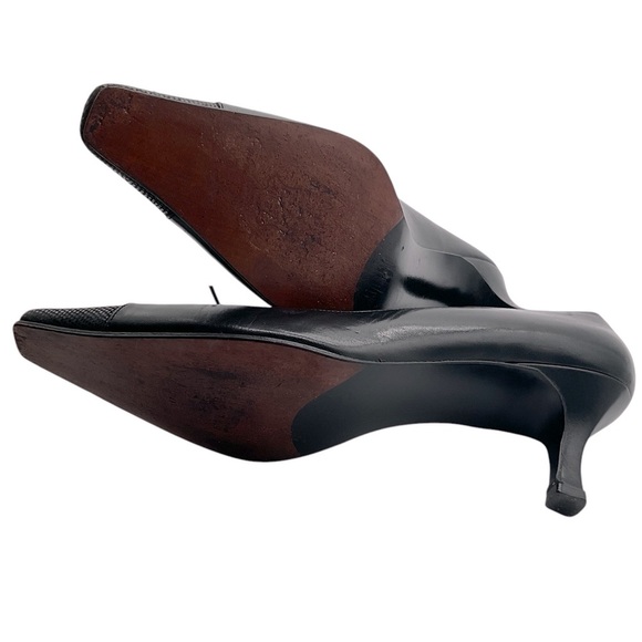 Stuart Weitzman Shoes | Black Leather Lace Up‎ Kitten Heels Pumps size 8B - Picture 9 of 10